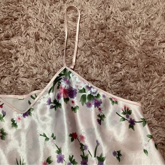 Pink Floral Satin Cottagecore Fairycore Nymphet Fairy Slip Dress Size Large - Picture 4 of 14